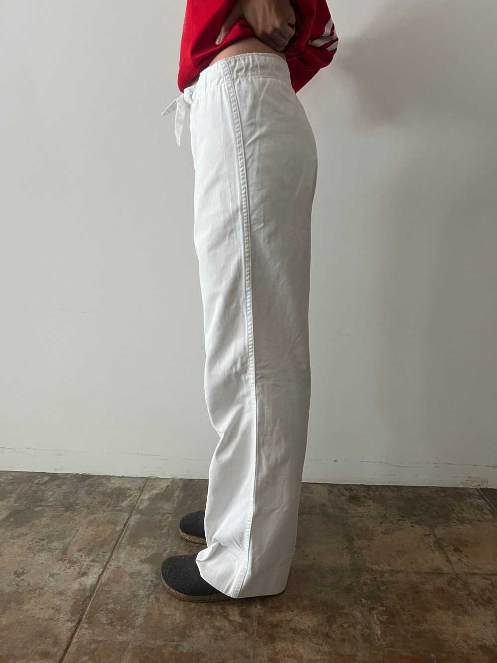 50s White Twill Drawstring Military Pants - image 5