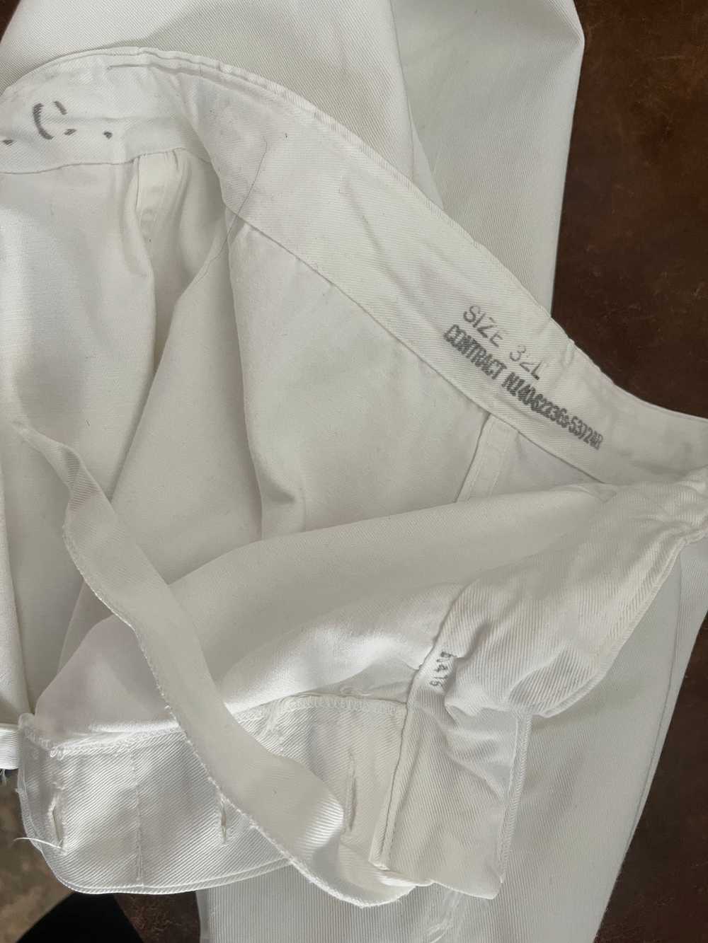50s White Twill Drawstring Military Pants - image 8