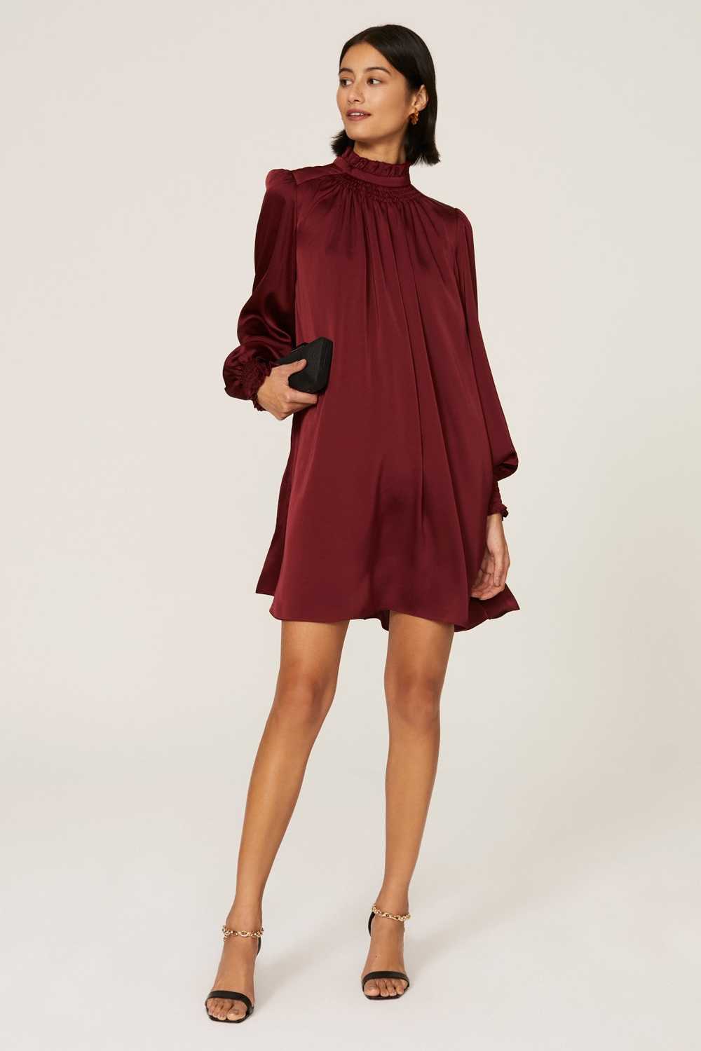 Adam Lippes Collective Ruffle Neck Charmeuse Dress - image 1
