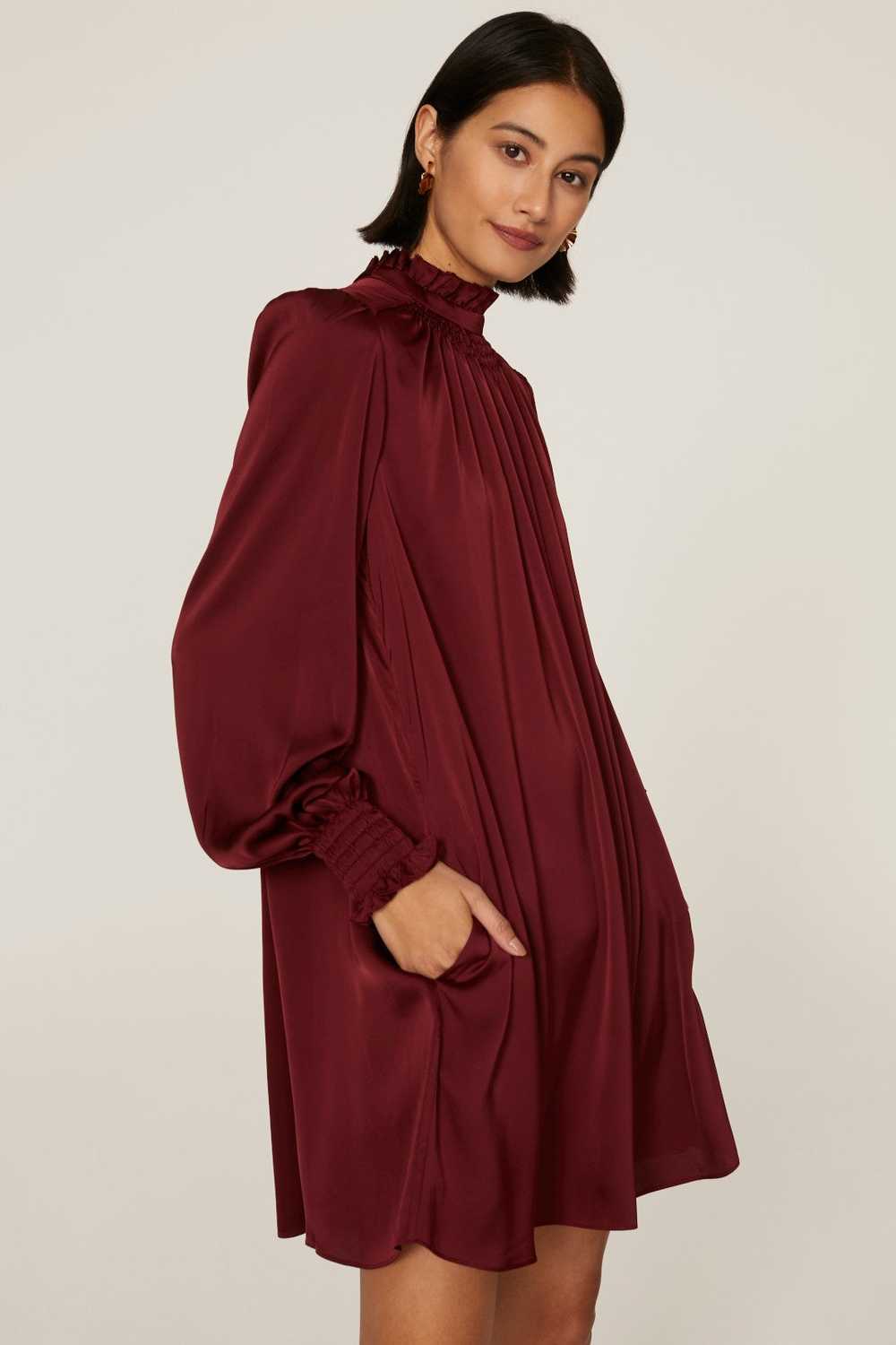 Adam Lippes Collective Ruffle Neck Charmeuse Dress - image 3