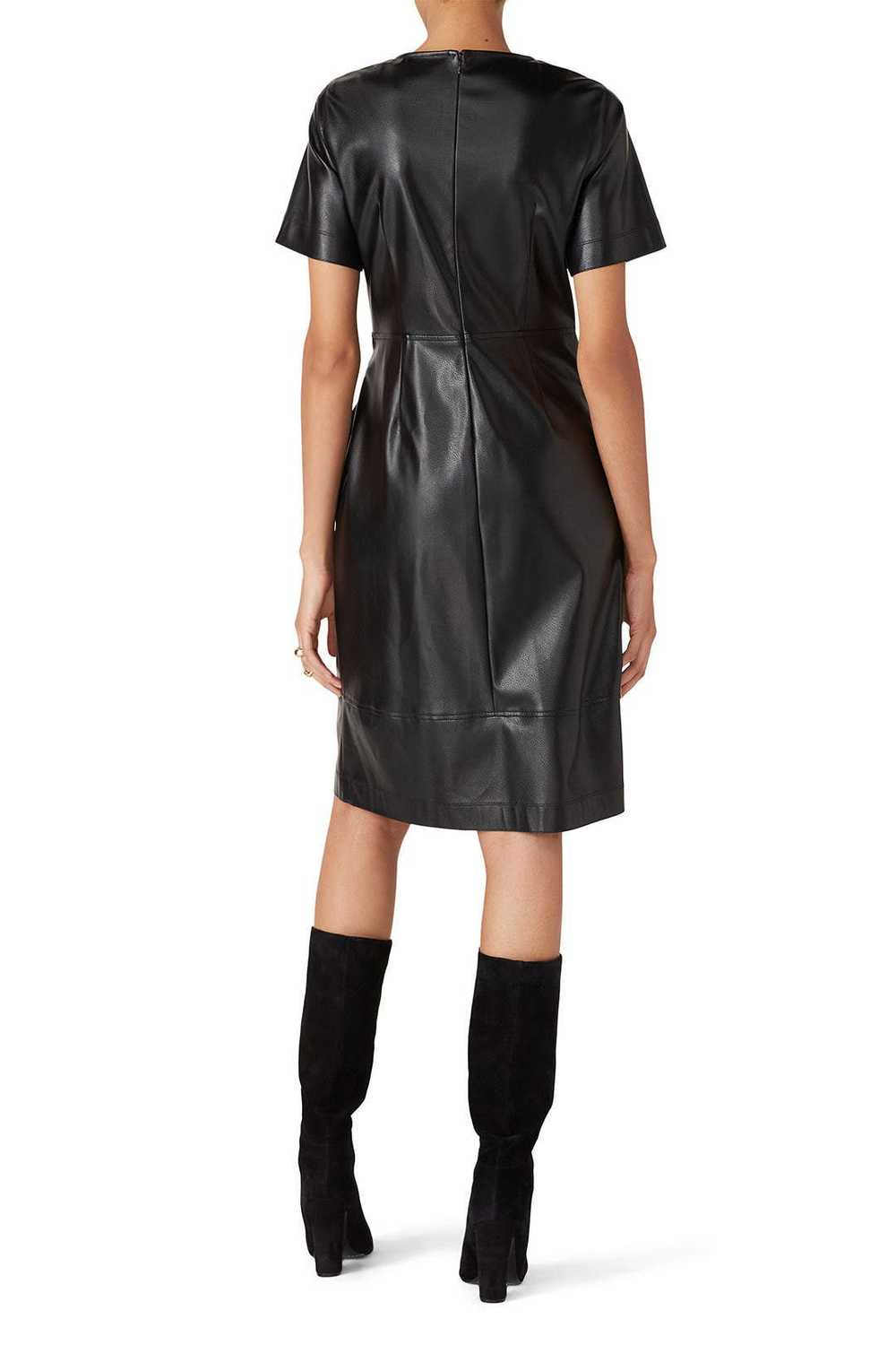 Natori Black Faux Leather Wrap Dress - image 3