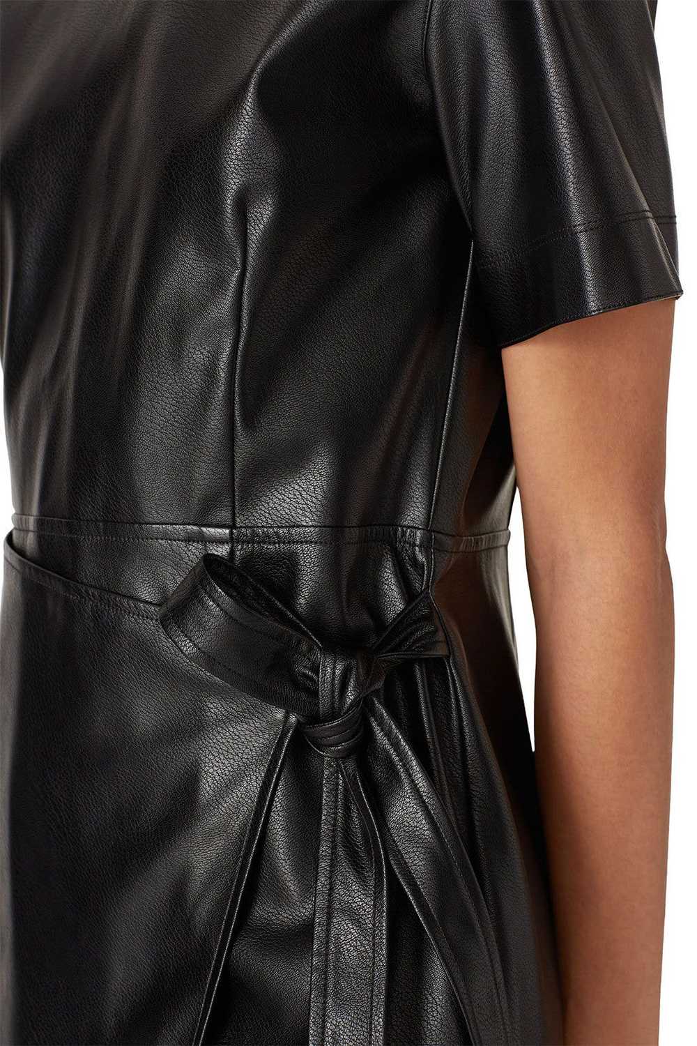Natori Black Faux Leather Wrap Dress - image 4