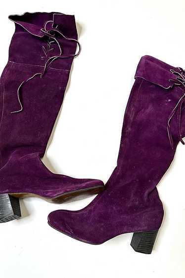 1960s Purple Suede Knee High Boots Selected by Che