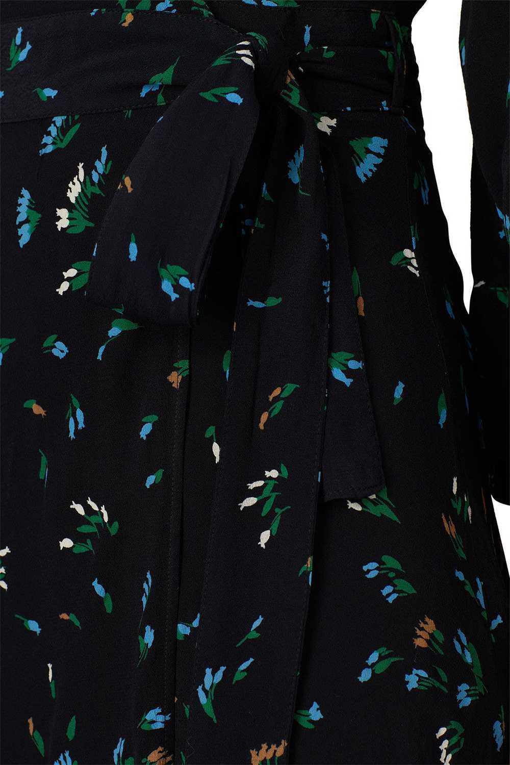 GANNI Black Floral Printed Wrap Dress - image 4