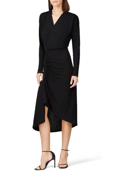 Atlein Black Long Sleeve Ruched Dress