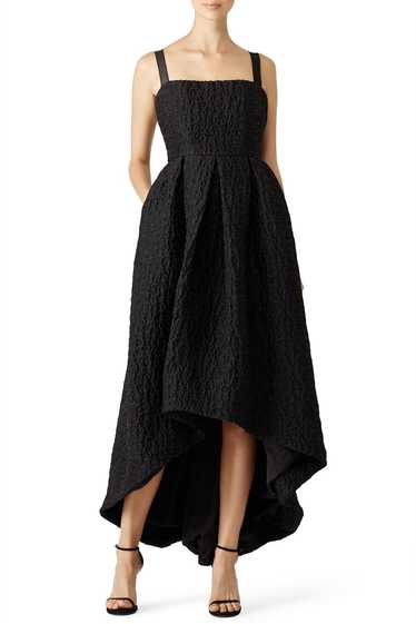 Cynthia Rowley Black Crinkle High-Low Gown
