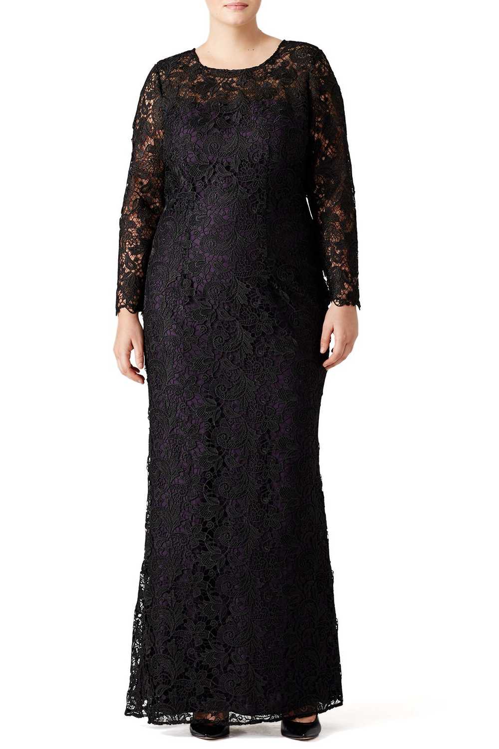 ML Monique Lhuillier Black Lace Tower Gown - image 3