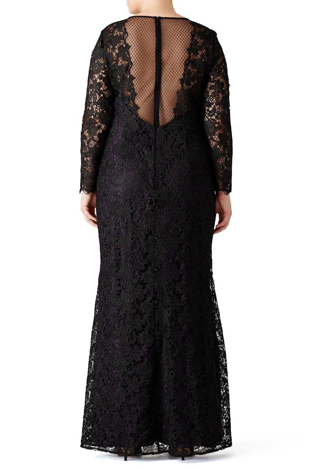 ML Monique Lhuillier Black Lace Tower Gown - image 4