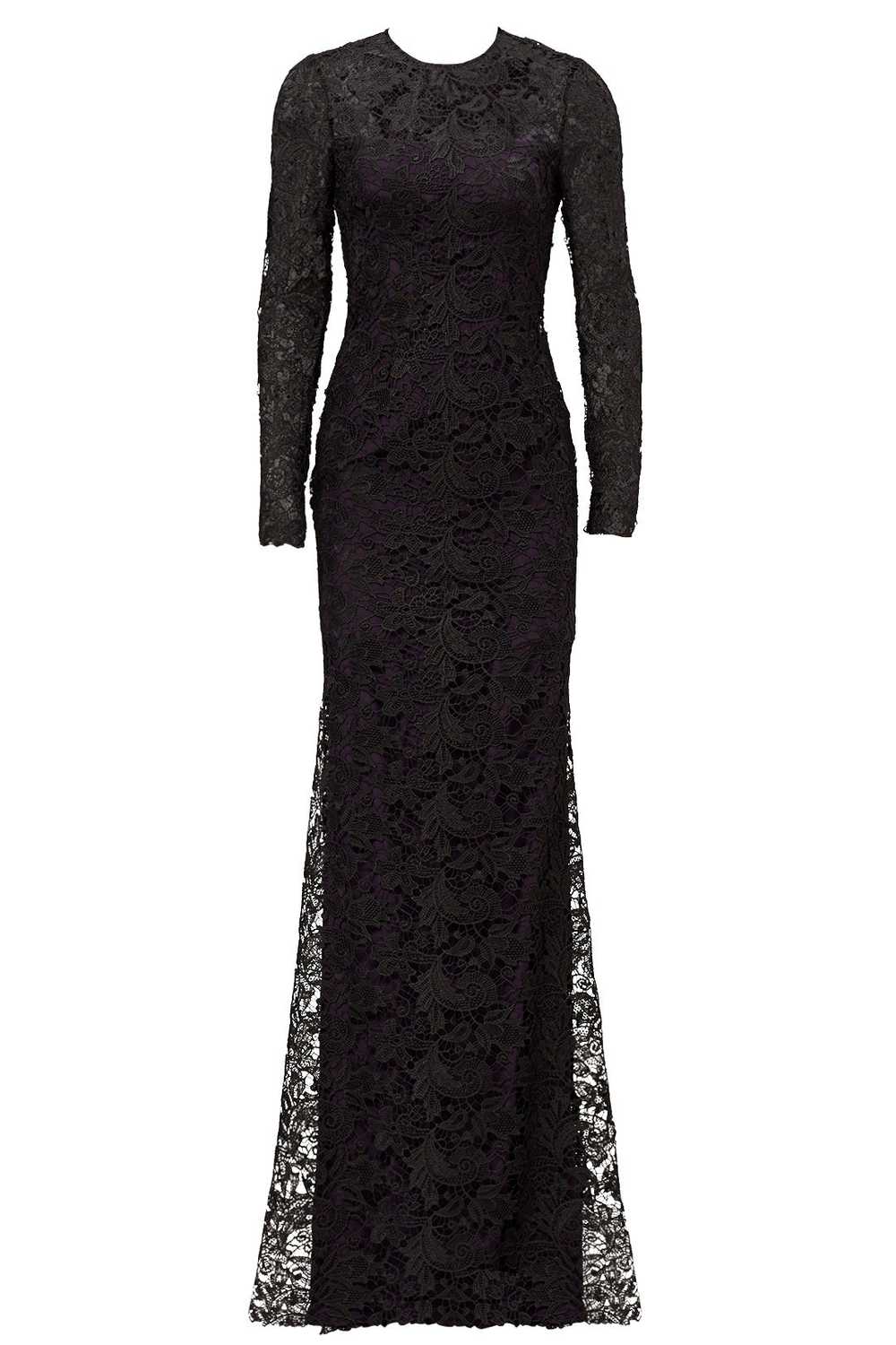 ML Monique Lhuillier Black Lace Tower Gown - image 5