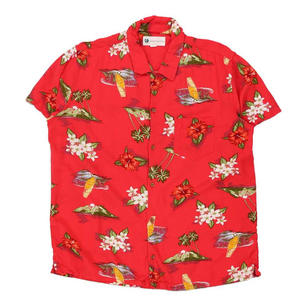 Aeropostale Floral Hawaiian Shirt - Large Red Vis… - image 1
