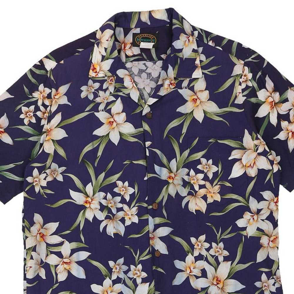 Reserve Floral Hawaiian Shirt - Medium Navy Cotton - image 3