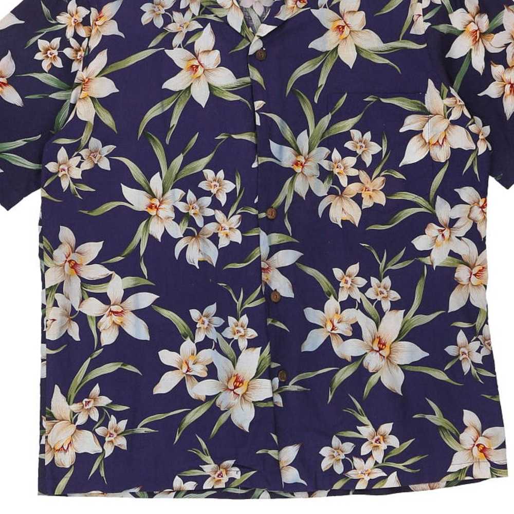 Reserve Floral Hawaiian Shirt - Medium Navy Cotton - image 4