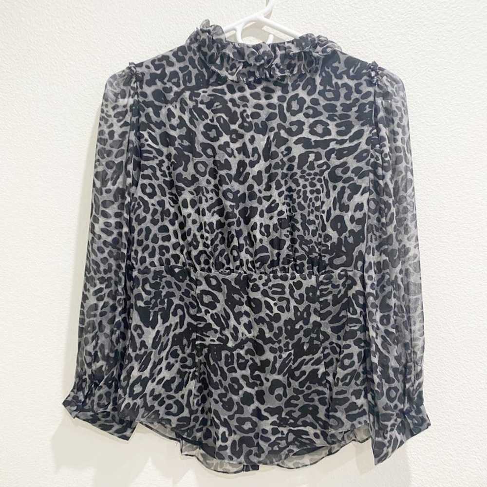 Diane Von Furstenberg Cheetah Ruffle Blouse size 4 - image 5