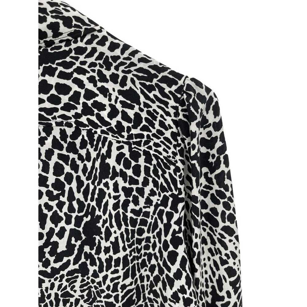 Frame Blouse Silk Animal Print Black White Long S… - image 4