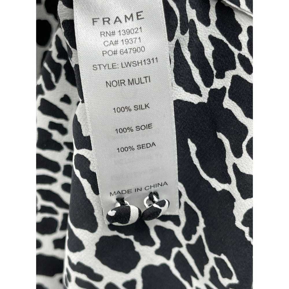 Frame Blouse Silk Animal Print Black White Long S… - image 6