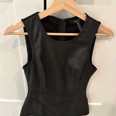 BCBG faux leather top