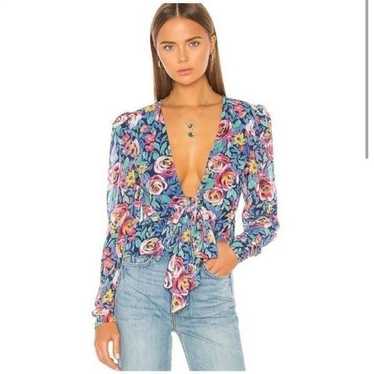 NEW Lovers + Friends Sabina Floral Wrap Blouse - image 1