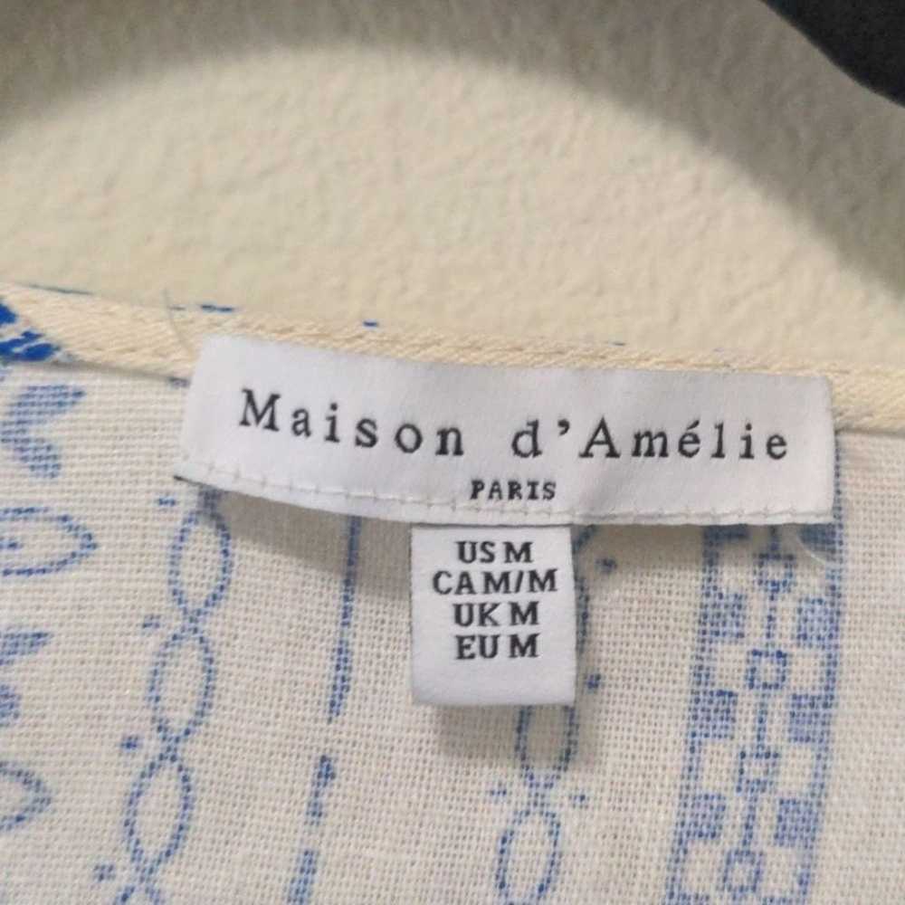 Maison d'Amelie Paris Cream and Blue Linen Wrap T… - image 2