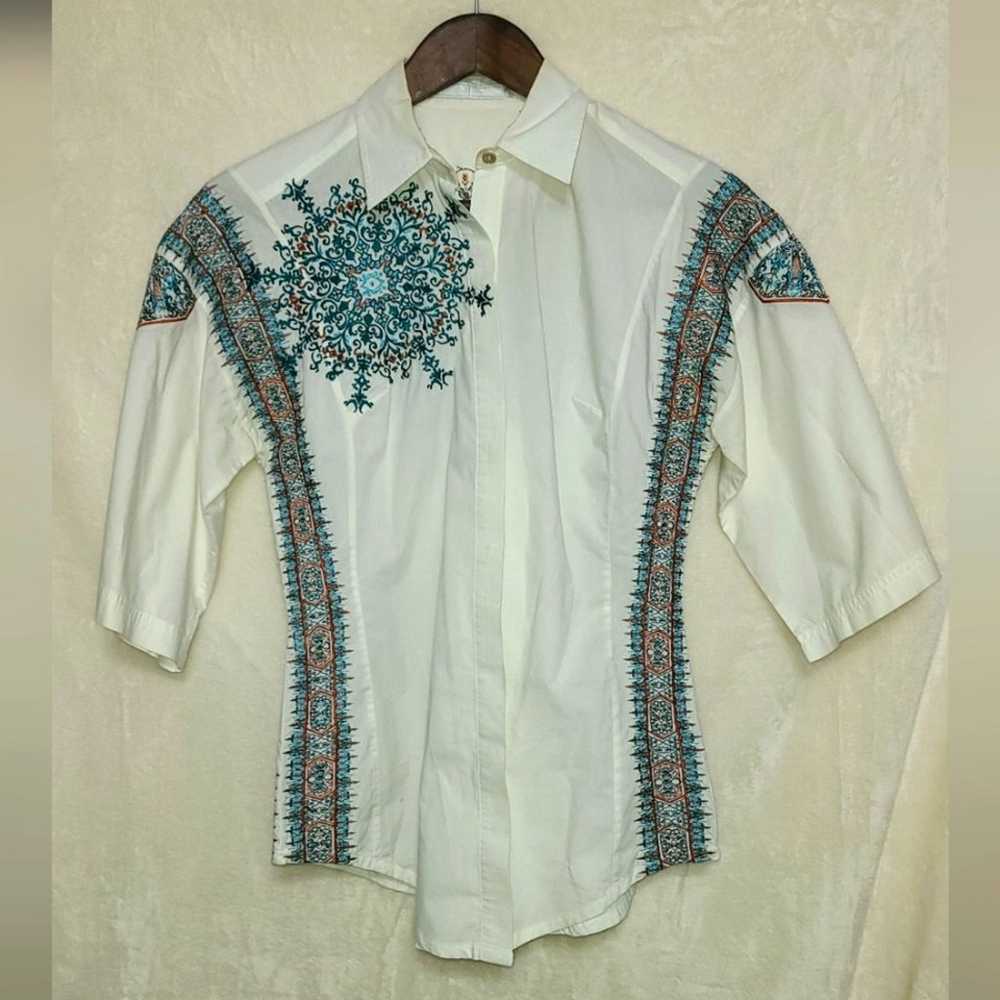 Johnny Was 3J Workshop Embroidered Blouse Size S - image 1