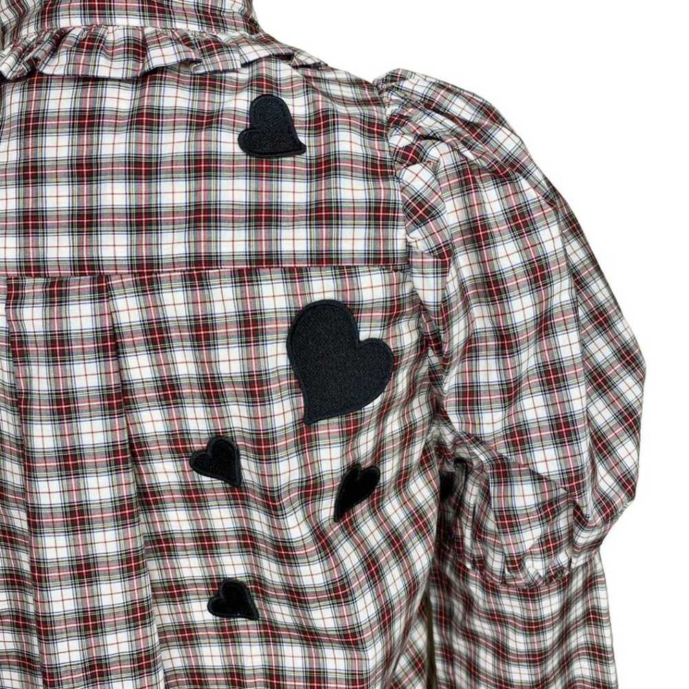 macgraw Tartan Plaid Button Up Puff Sleeves Heart… - image 9