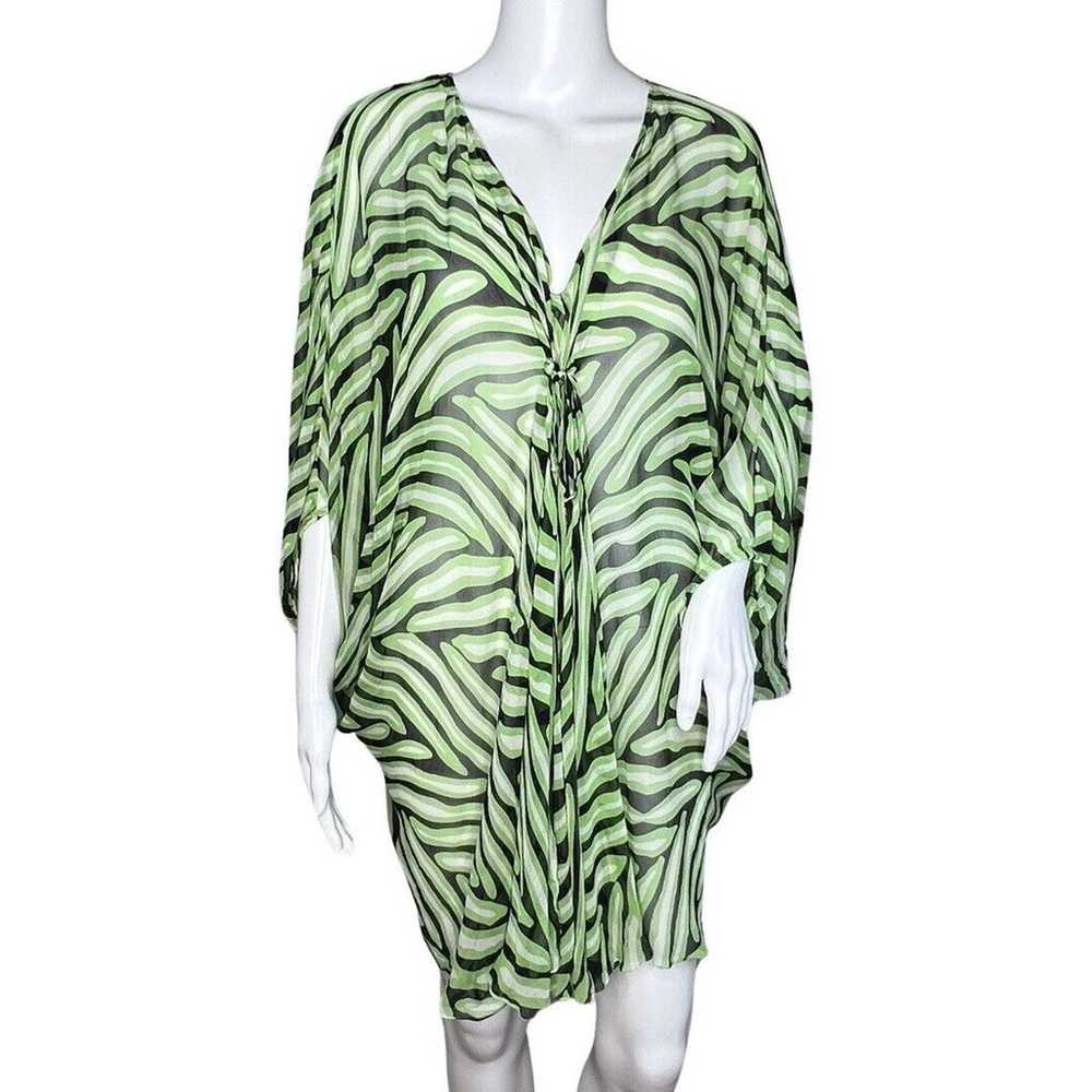 Diane Von Furstenberg Caftan Womens Small Green B… - image 1