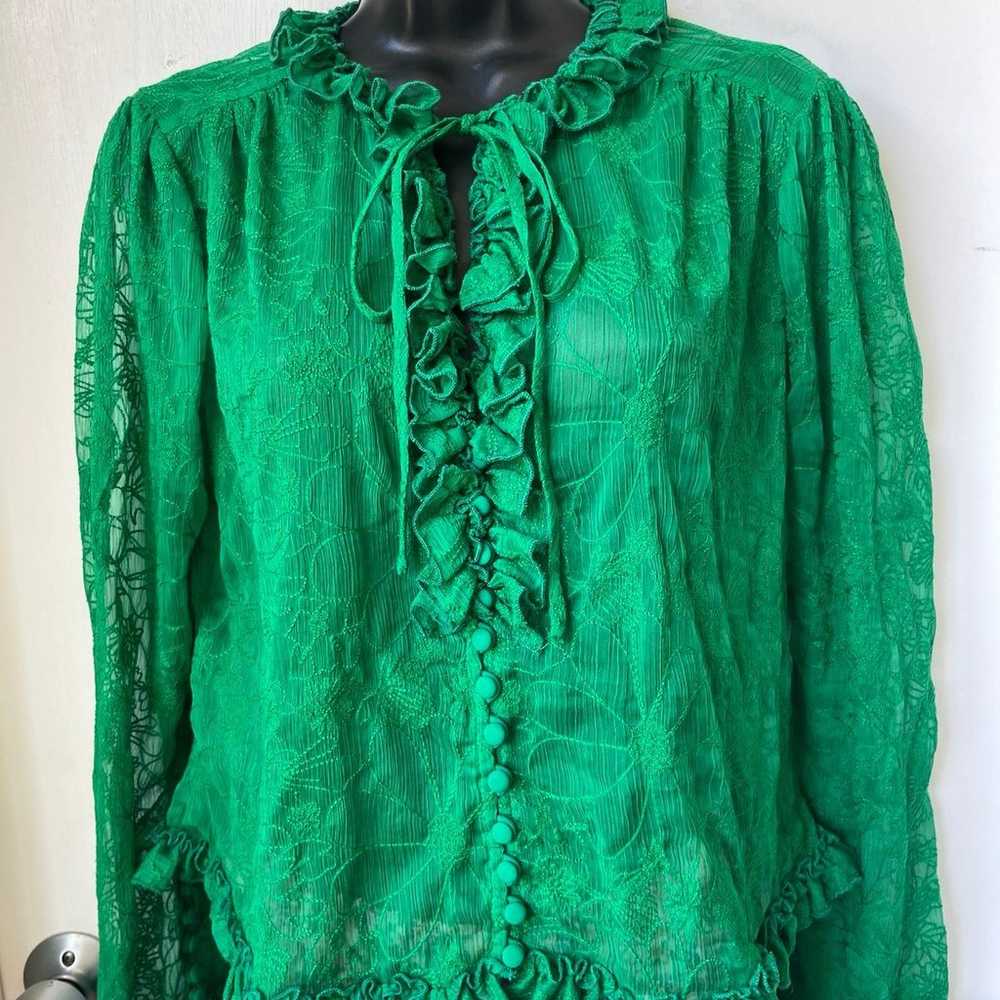 Alexis Saxon Embroidered Button-Front Long-Sleeve… - image 2