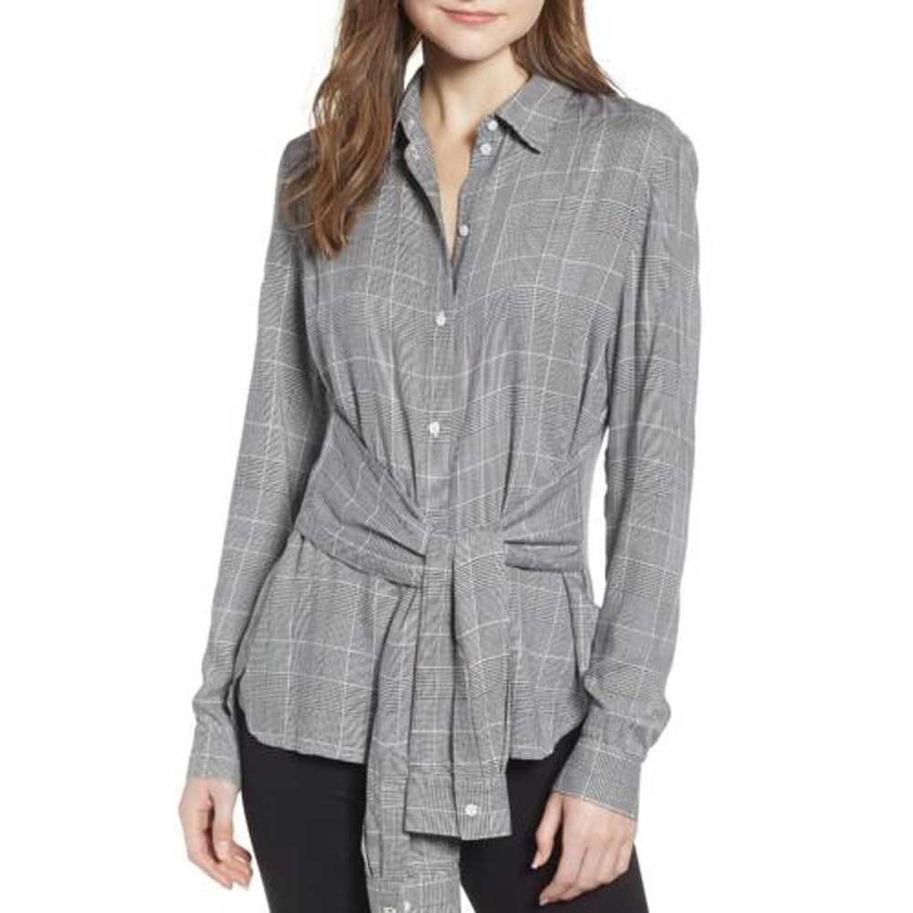 Bailey 44 Grey Plaid Hold Me Tight Tie Button-Dow… - image 1