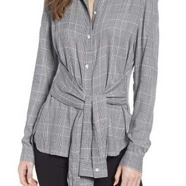 Bailey 44 Hold Me Tight Tie-Front Shirt Grey Plaid - image 1
