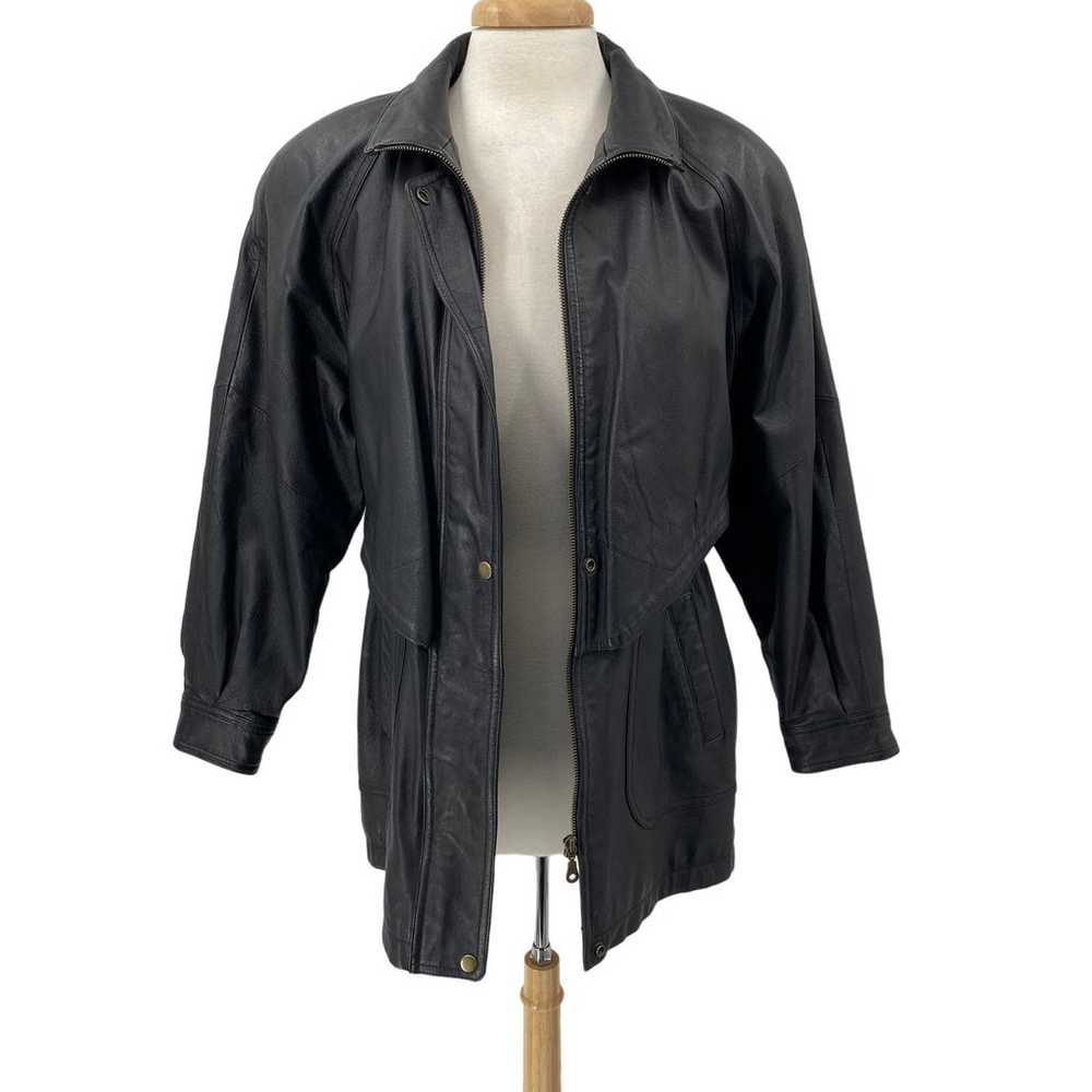 Vintage Genuine Leather Jacket Longline Layered F… - image 4