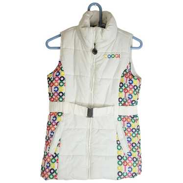 Coogi white rainbow logo belted puffer vest