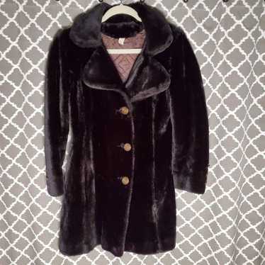 VINTAGE 60's Glenbrooke Brown Faux Fur Jacket 10 - image 1