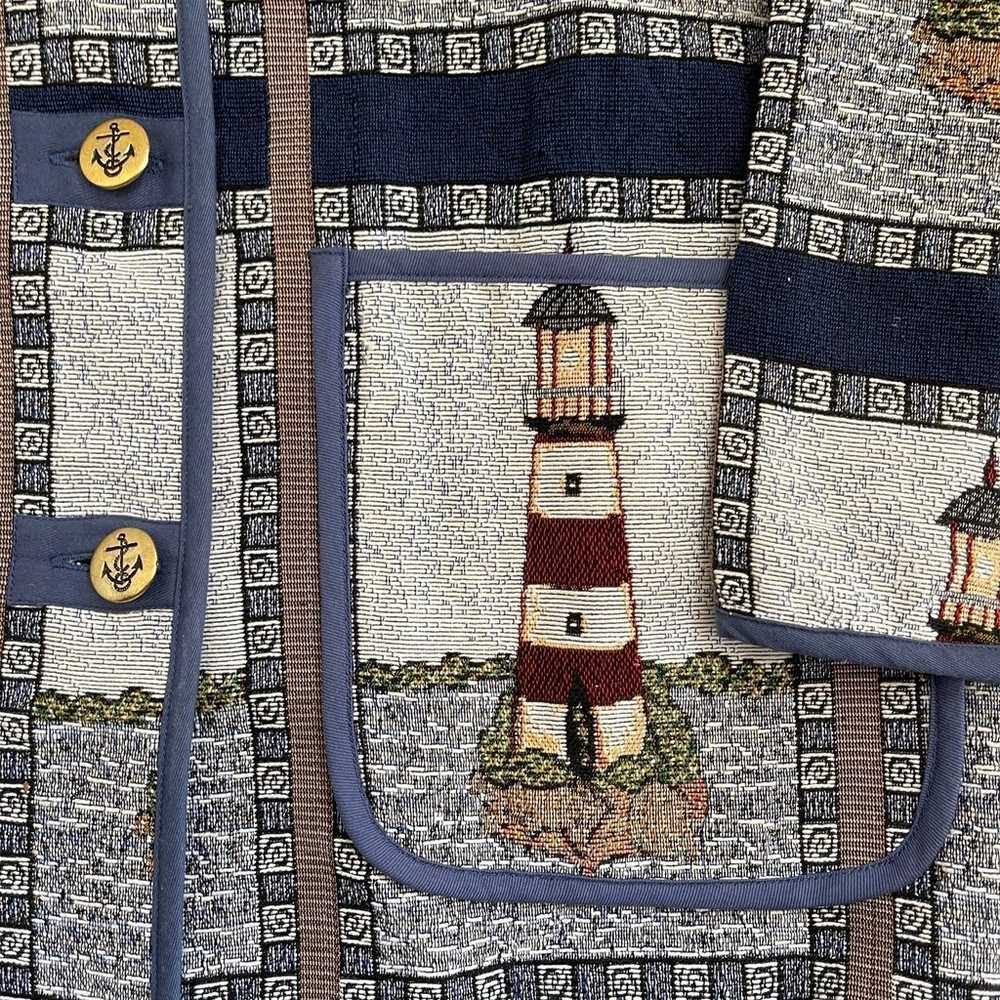 VINTAGE 90s Blair Nautical Lighthouse Tapestry Pa… - image 2