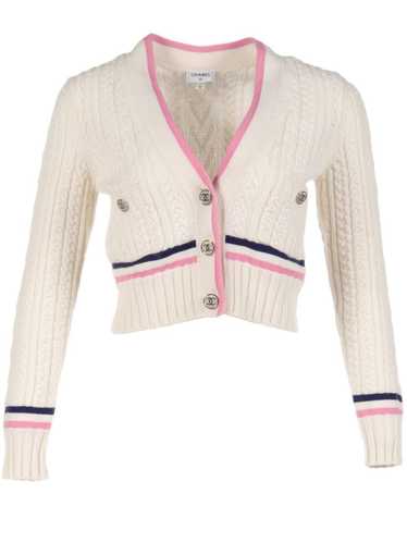 CHANEL Pre-Owned 1986-1988 CC-buttons cable-knit … - image 1
