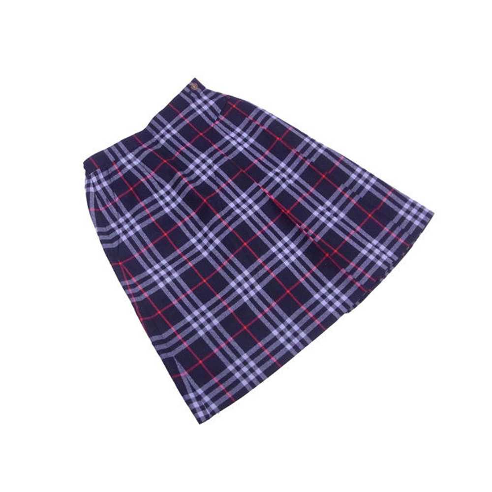 Burberry Skirt Box Pleated M Size Navy Red L2123 … - image 1