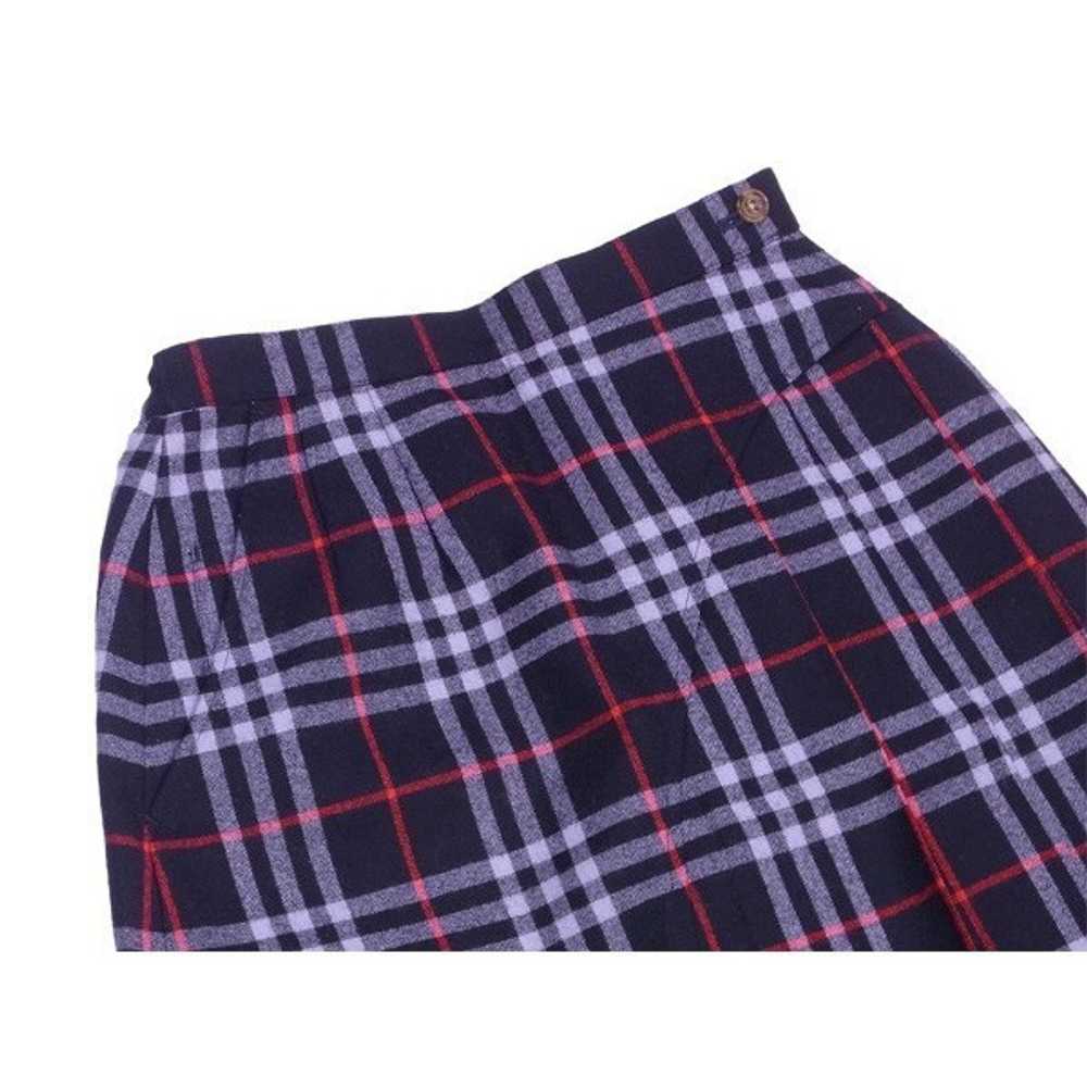 Burberry Skirt Box Pleated M Size Navy Red L2123 … - image 3