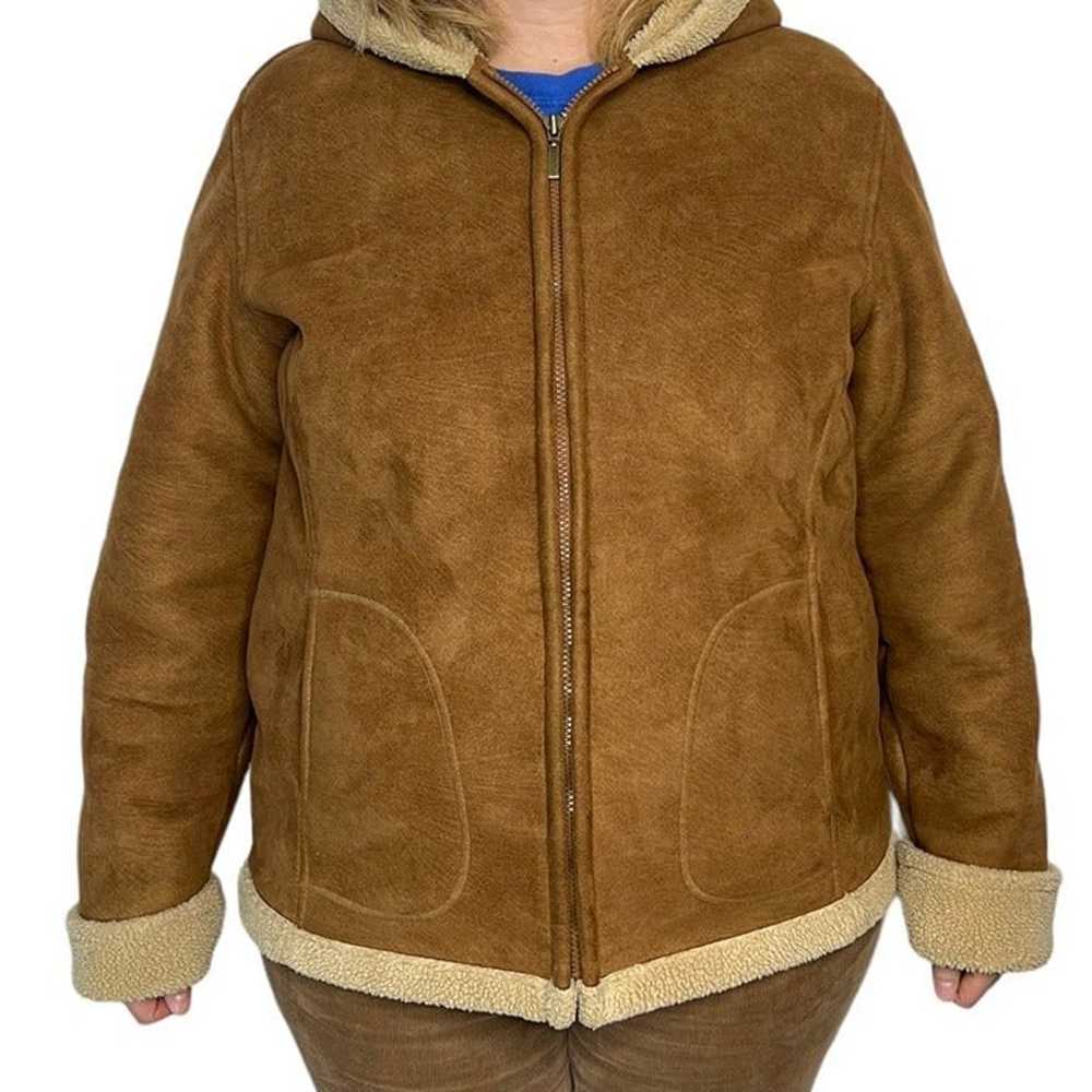 Y2K Faux Suede Sherpa Brown Afghan Coat Size XL - image 7