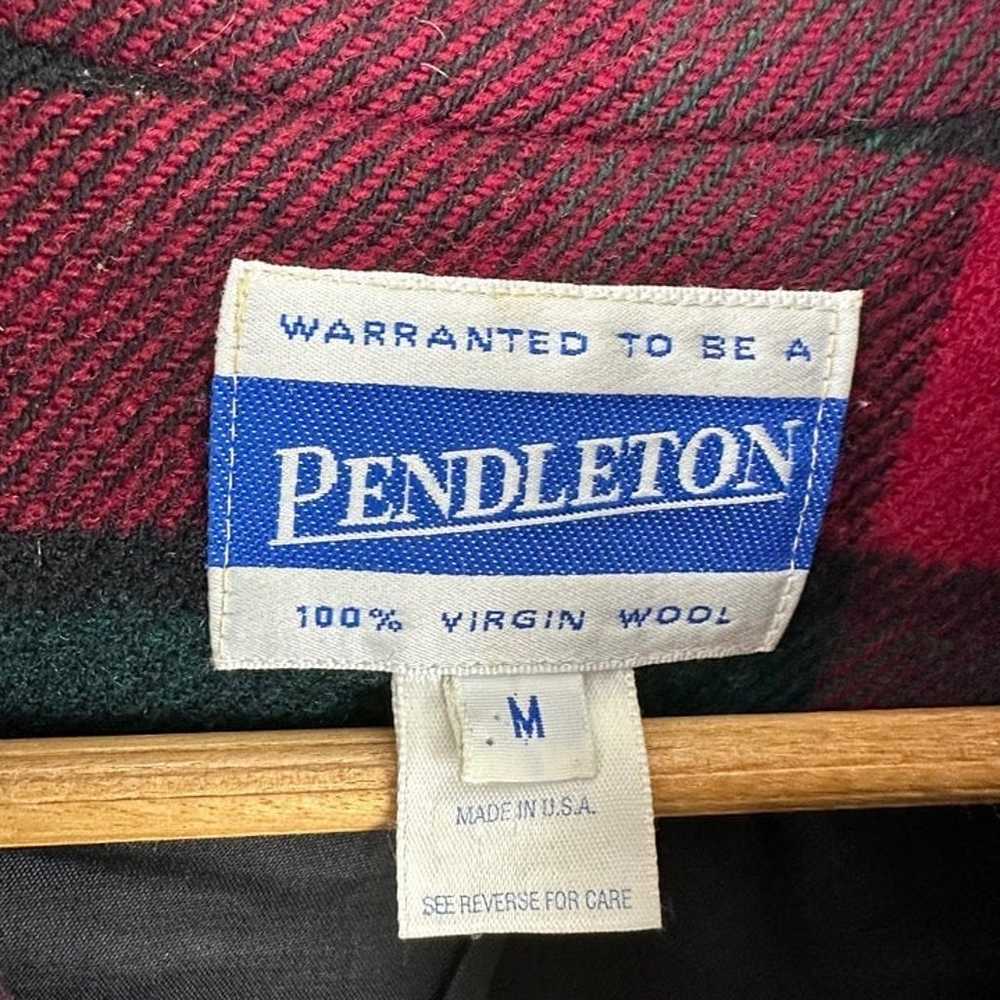 Pendleton Vintage Red Green Plaid Bomber Jacket 1… - image 3