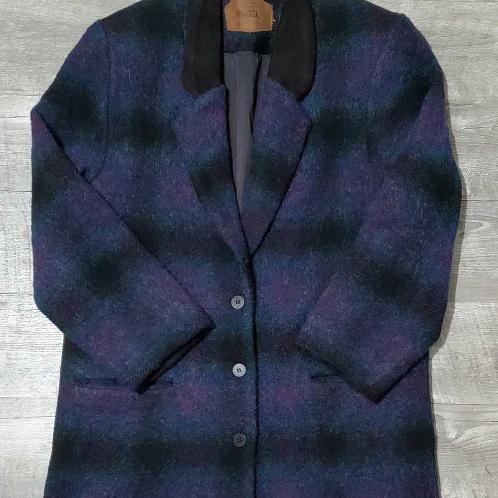 Vintage Woolrich Striped Wool Coat Jacket USA Siz… - image 1