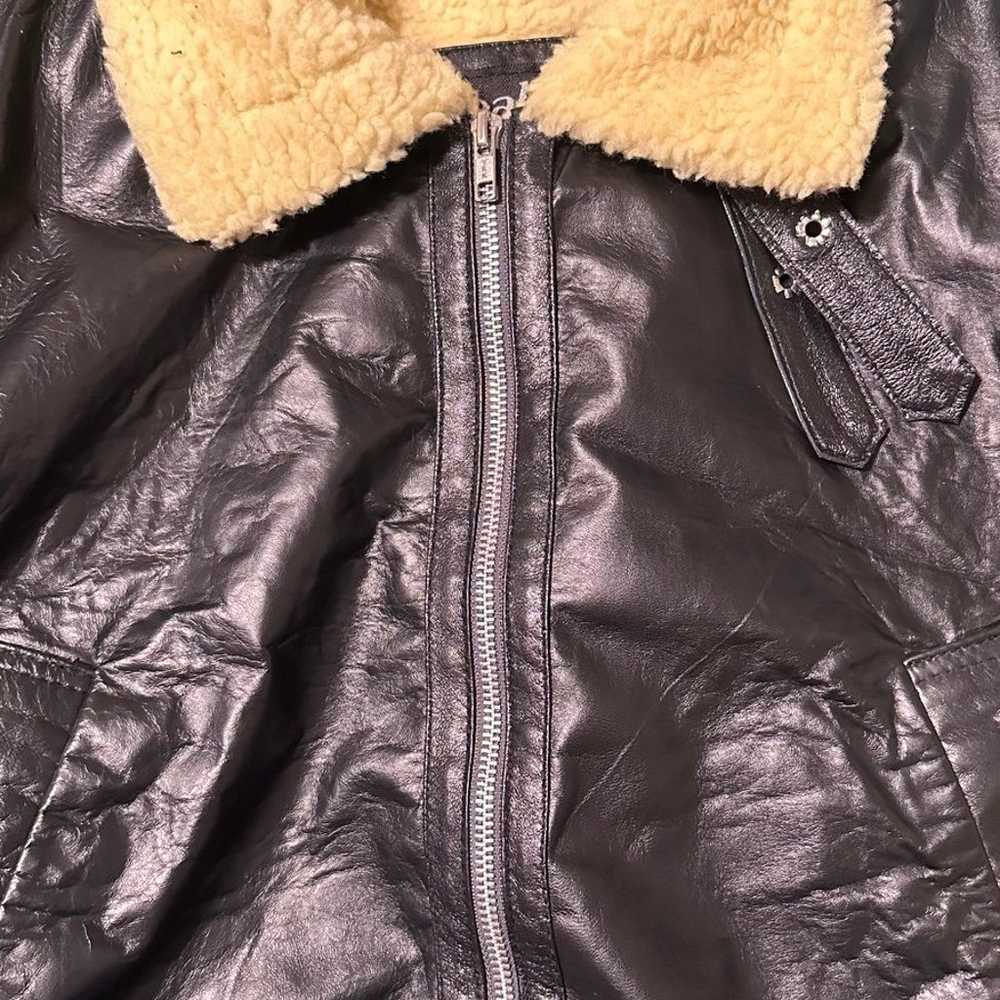 Golden Shearling Black Real B3 Bomber Leather Jac… - image 11