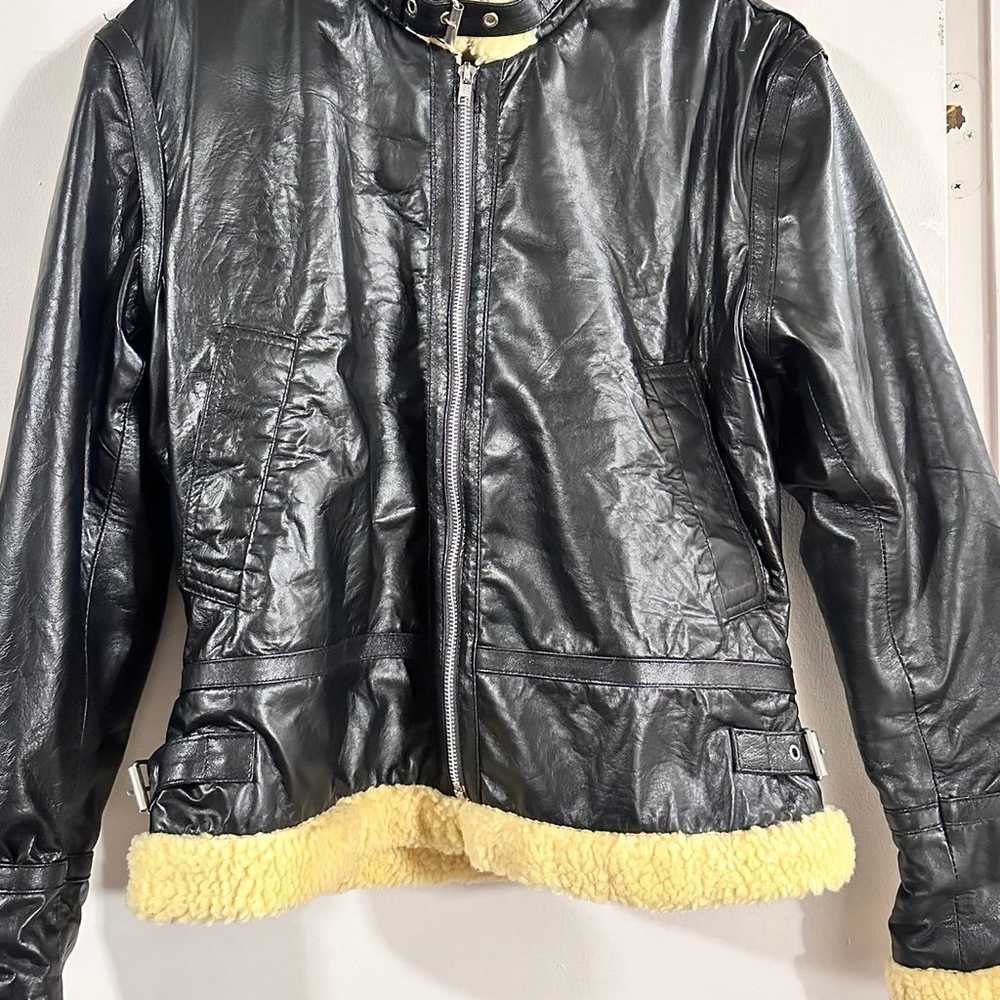 Golden Shearling Black Real B3 Bomber Leather Jac… - image 2