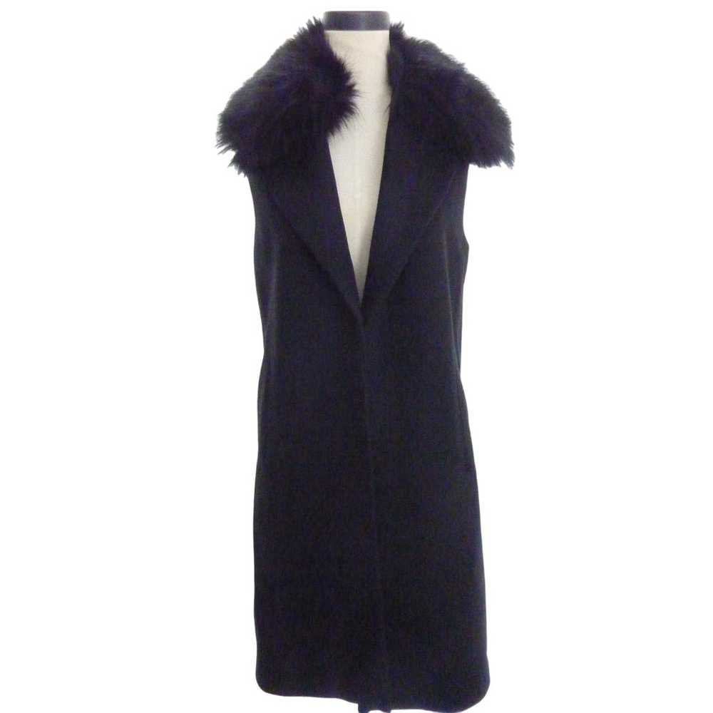 Zara Black Wool Blend Sleeveless Faux Fur Removea… - image 1
