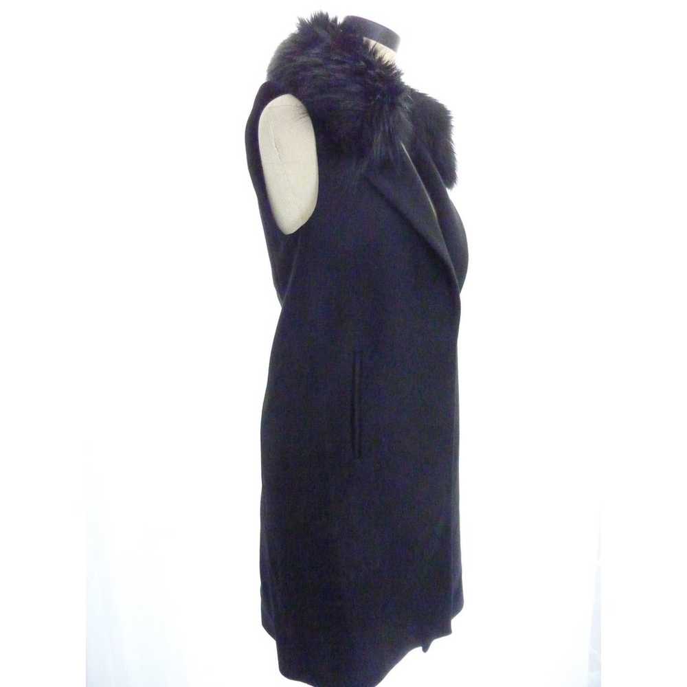 Zara Black Wool Blend Sleeveless Faux Fur Removea… - image 2
