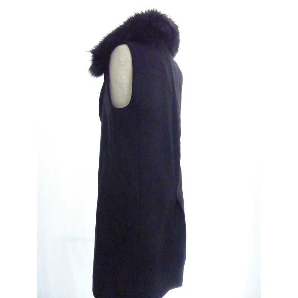 Zara Black Wool Blend Sleeveless Faux Fur Removea… - image 4