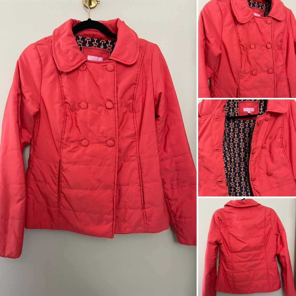 Lilly Pulitzer Coral Puffer Preppy Jacket Size 6 - image 1