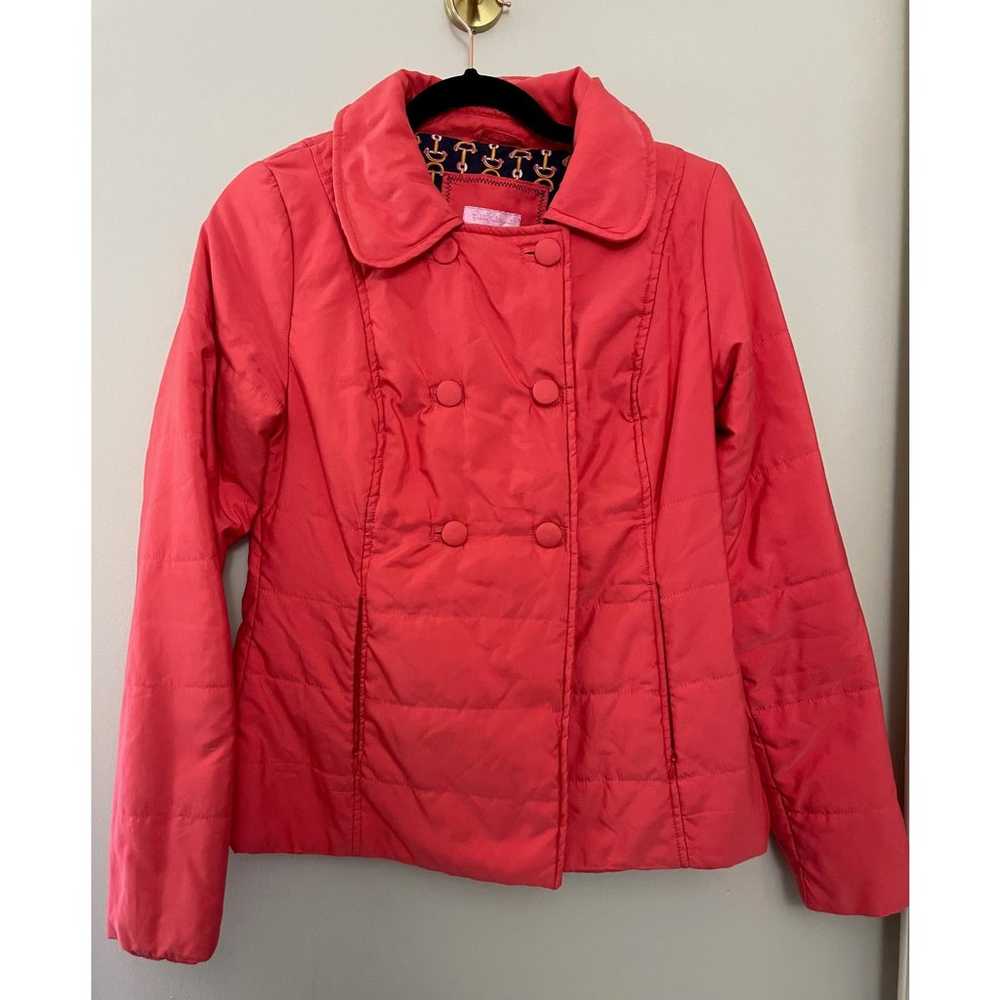 Lilly Pulitzer Coral Puffer Preppy Jacket Size 6 - image 2