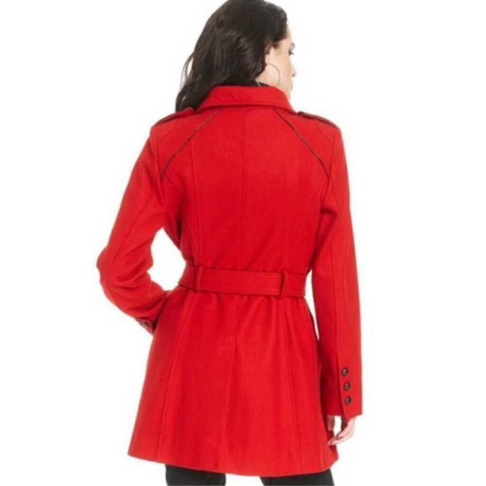 Guess red belted trenchcoat pea coat winter coat … - image 3