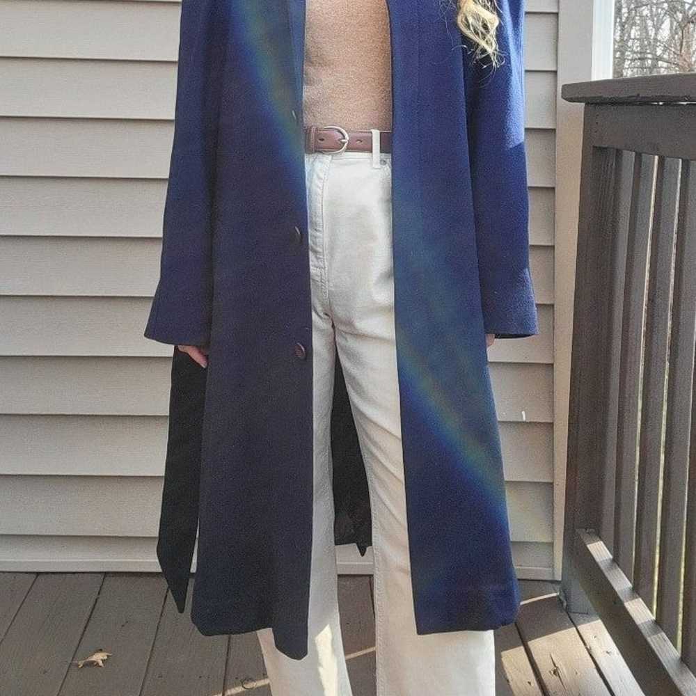 100％ virgin wool Pendleton navy blue tie front co… - image 1
