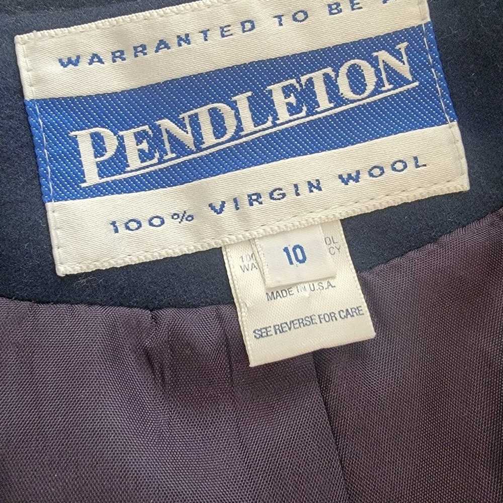 100％ virgin wool Pendleton navy blue tie front co… - image 5