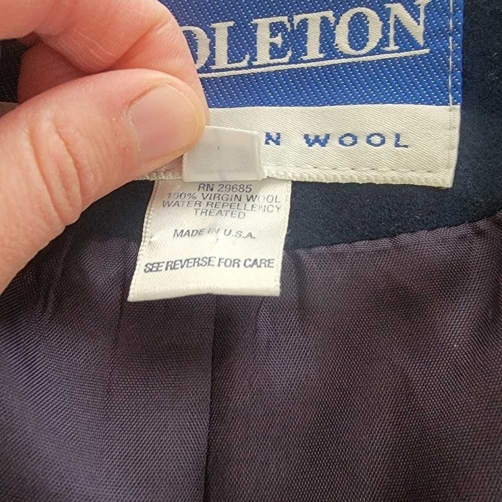 100％ virgin wool Pendleton navy blue tie front co… - image 6
