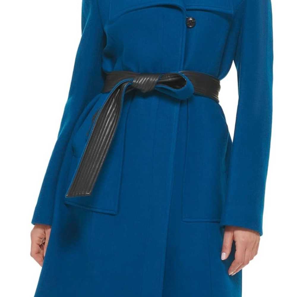 Cole haan women’s belted coat size 8 teal blue - image 1